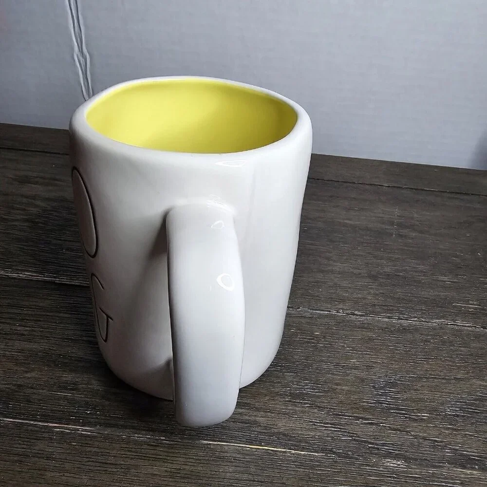 NWT Rae Dunn Artisan Hello Spring Mug Yellow Inside Magenta 2021 Farmhouse